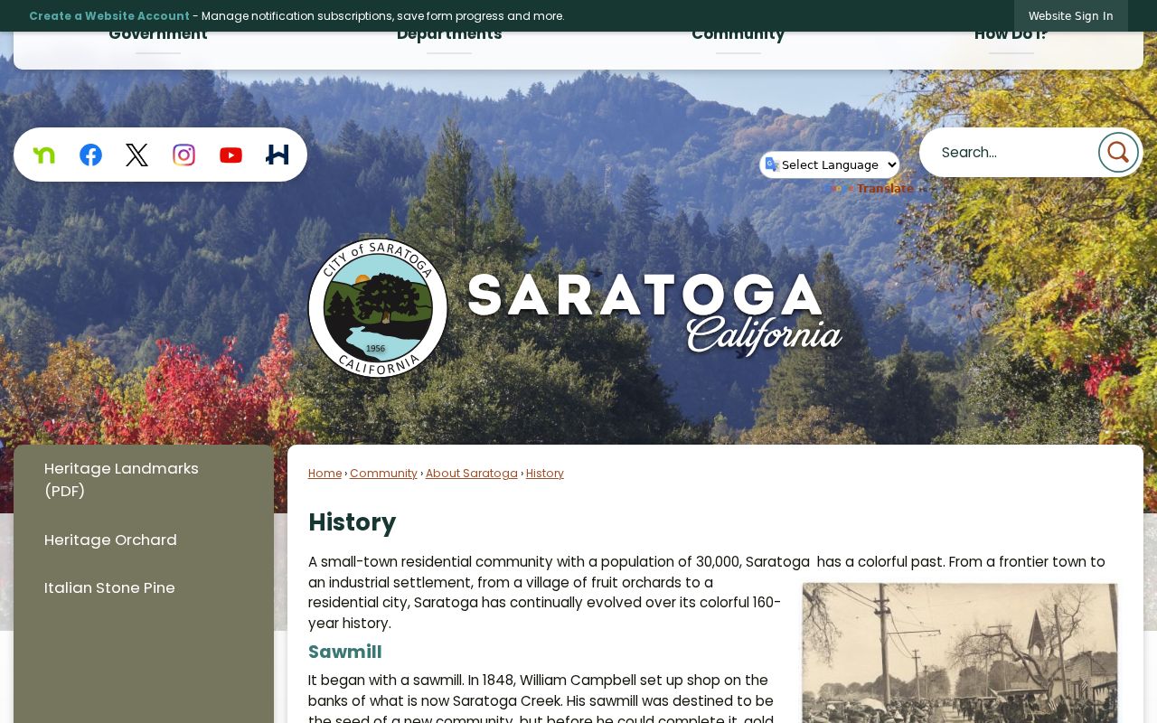 Saratoga city directory official city history