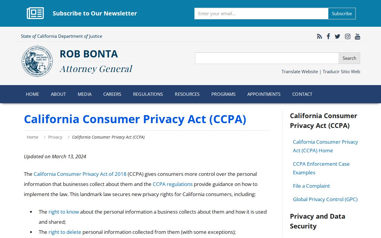 Saratoga neighbors California consumer privacy rights