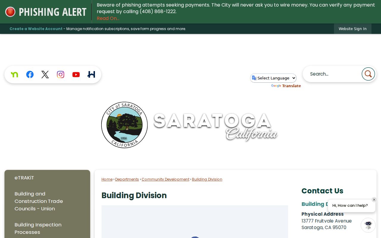 Saratoga previous residents Building Division permit records