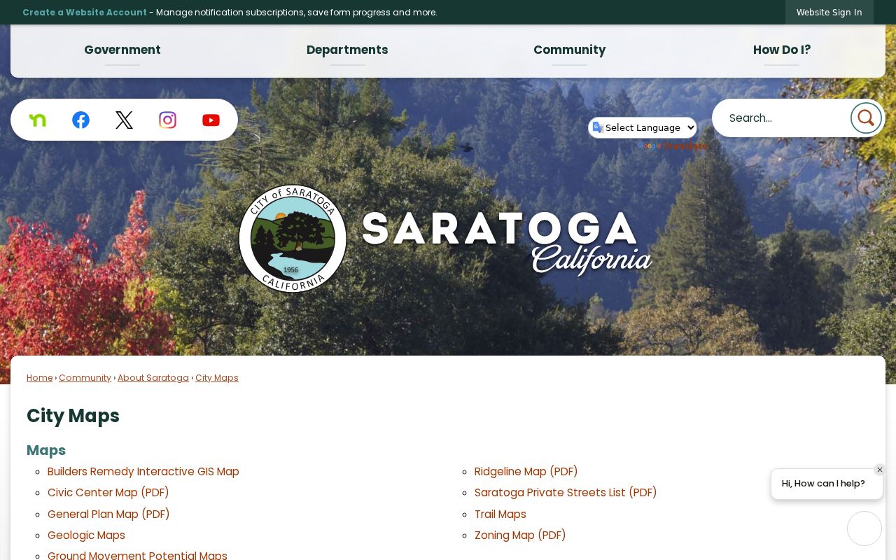 Saratoga street directory official city maps and street jurisdictions